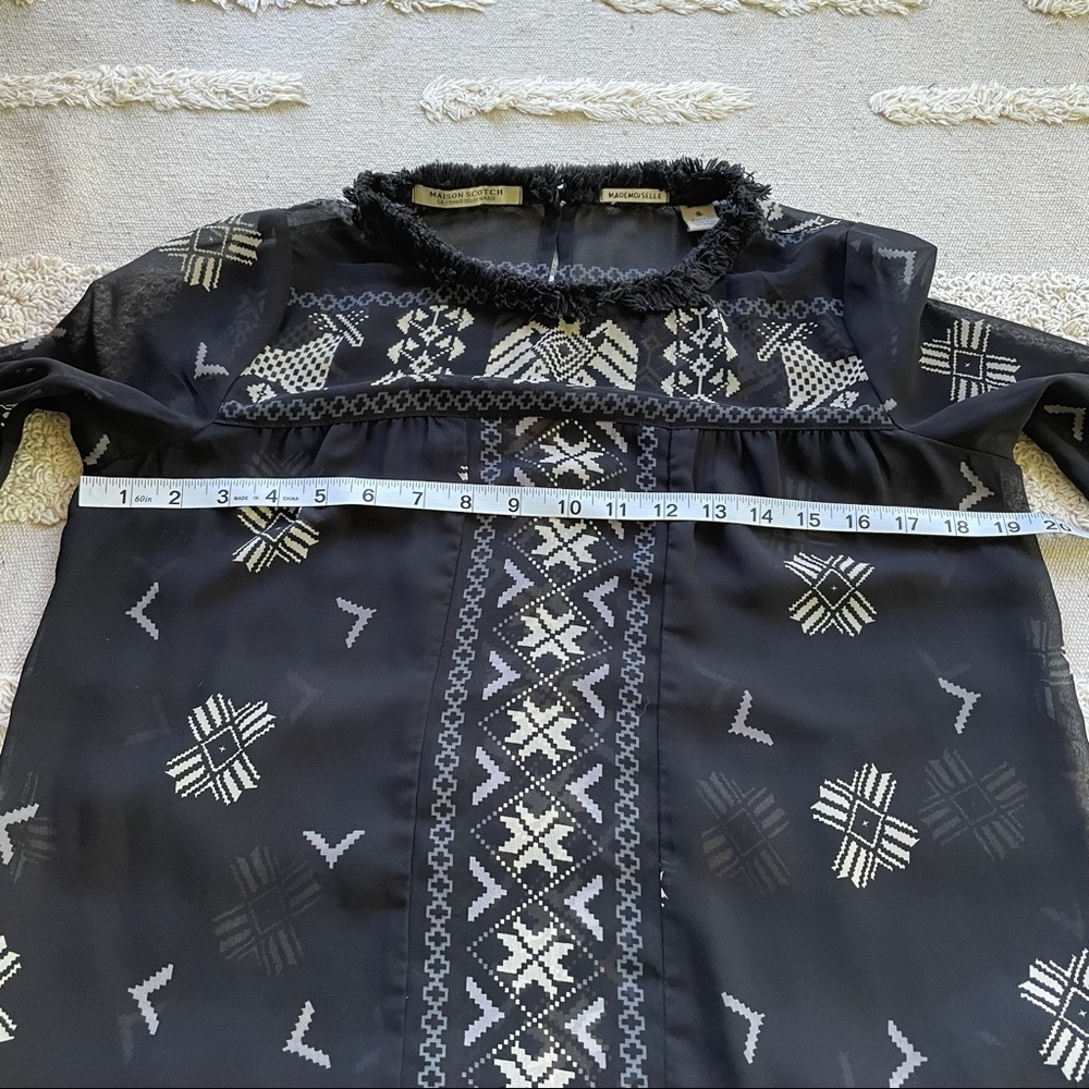 Maison Scotch Mademoiselle Top Blouse Black Aztec - Picture 12 of 16